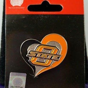 Oklahoma State Cowboys OSU Heart Design Lapel Pins NCAA Licensed 1"