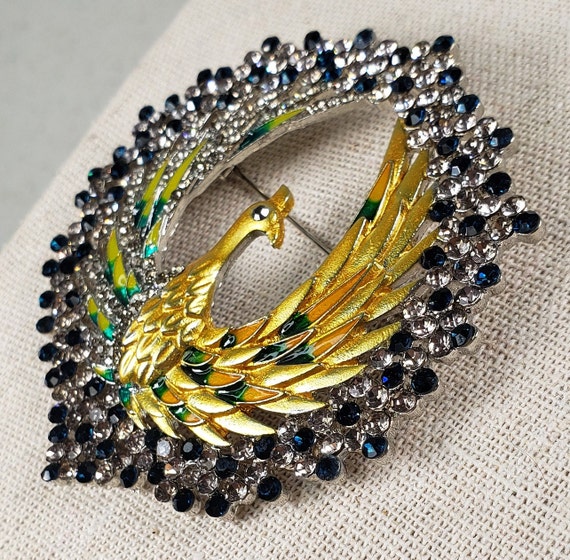 Stunning Diamante Silver Plated Peacock Bird Brooch – Cake Pin For Suits, Fashion Jewelry