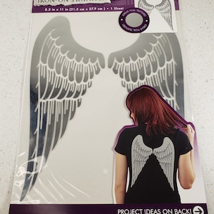 Iron-On Transfer Silver Foil Wings