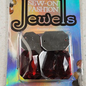 Sew On Beads for Crafts Rectangle Red Flat Back Plastic Acrylic Rhinestones with Holes Sewing, Clothing Embelishments, Costume Cosplay