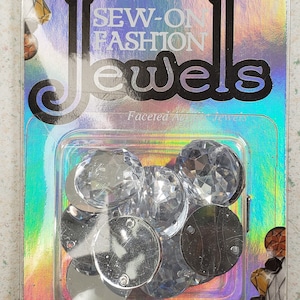 Crystal Clear Flat Back Round Sew On Beads for Crafts Plastic Acrylic Rhinestones with Holes Sewing, Clothing Embelishments, Costume Cosplay