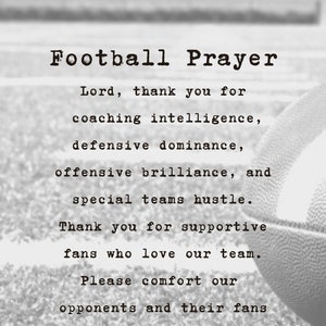 Football Prayer PRINTABLE Gift - Football Printable  - Football Coach Gift - Football Banquet Gift - Football Awards Night