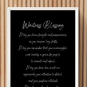 Waitress Gift, Waitress Appreciation, Waitress Prayer, Waitress Thank You, Food Server Gift, Best Waitress Gift, Waiter Gift, Server