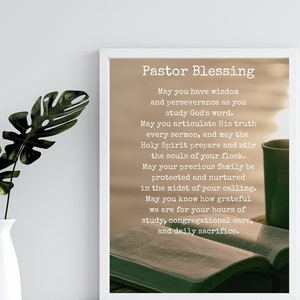 Presente para impressão de agradecimento ao pastor - Presente do pregador - Presente do pastor jovem - Oração do pastor - JPG grátis da esposa do pastor incluído - Natal do pastor