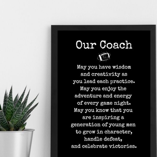 Gift for Football Coach, Football Coach Prayer, Football Coach Appreciation, Football Coach Team Gift, Best Coach Gift, Printable Download