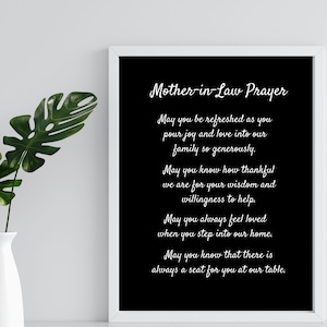 Mother-in-Law Gift PRINTABLE - Mother in Law Prayer - Mother in Law Gift - Mother in Law Appreciation Gift - Mother in Love Thank You