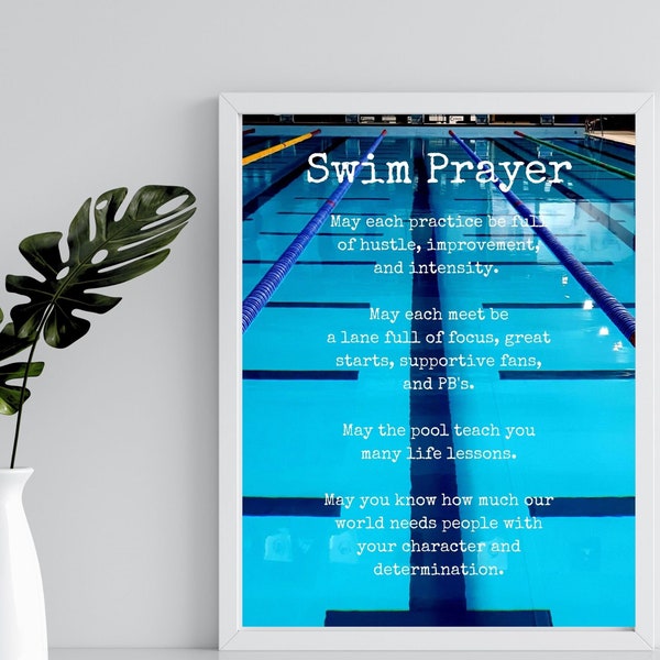 Swim Gift PRINT - Swimmer Prayer - Swim Blessing - Swimmer Mini Poster 8x10 - Swim Gift for Christmas - Lane Line Gift - Chlorine Gift