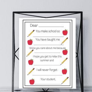 Regalo de maestro de estudiantes IMPRIMIBLE - Regalo de maestro de fin de año - Recuerdo de maestro - Cuestionario de maestro - Regalo de maestro de primaria