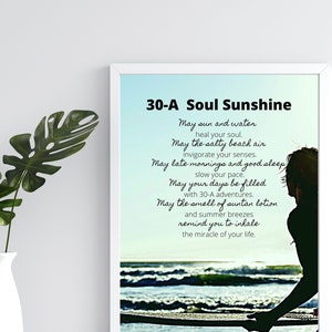 Gift for beach lover - 30A Beach PRINTABLE - Florida Gulf Coast Beaches Print - Seaside - Rosemary - Watercolor - Seagrove - Alys - Inlet