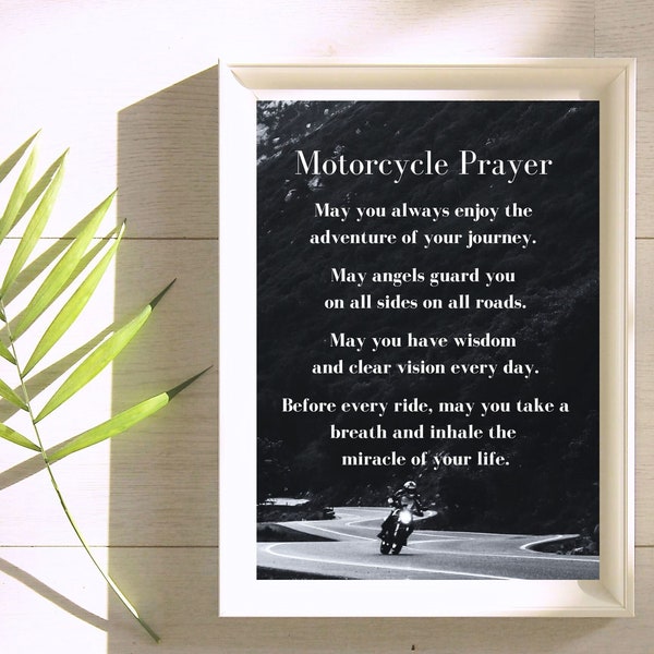 Motorcycle Prayer PRINTABLE - Gift for Motorcycle Owner - Biker Prayer - Motorcycle Gift for Him - Biker Gifts - Gifts for Him