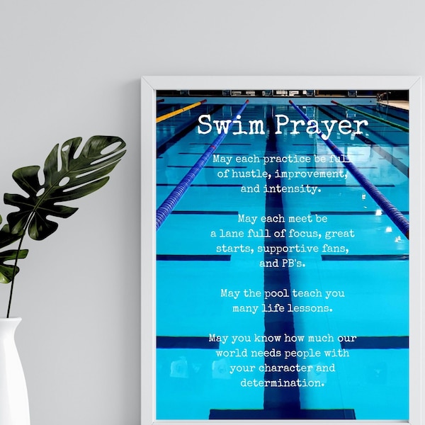 Swimmer PRINTABLE Gift Idea, Swimmer Prayer, Swimming Gift,  Swimmer Christmas Gift, Swimmer Birthday, Swim Team Gift, All State Swimmer