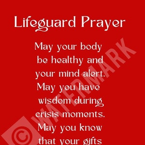 Lifeguard Gift PRINTABLE - Lifeguard Prayer Print - Gift for Lifeguards - Lifeguard Thank You - Camp Director Gift - Pool House Prayer