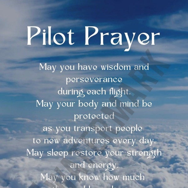 Pilot  Prayer PRINTABLE-  Gifts for Pilots - Pilot Protection Prayer - Pilot Print - Pilot Graduation - Aviation Gift - Airforce pilots