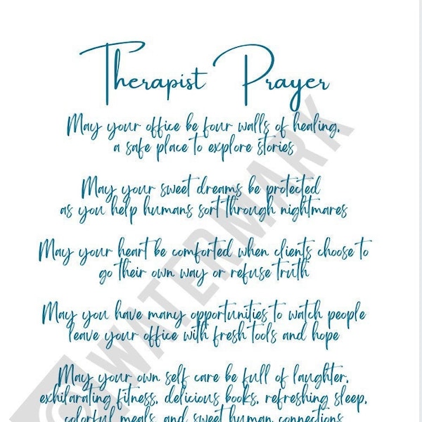 Therapist Gift PRINTABLE - Therapist Prayer - Therapist Appreciation - Counselor Gift - Therapist Gift  - therapist Christmas