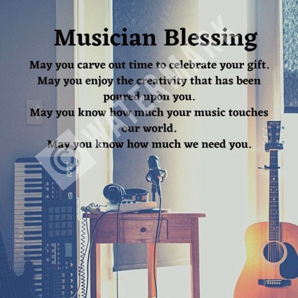 Musician Gift Ideas Printable - Musician Prayer - Worship Leader Gift Ideas - Musician Christmas Gift - Musician Birthday Gift -