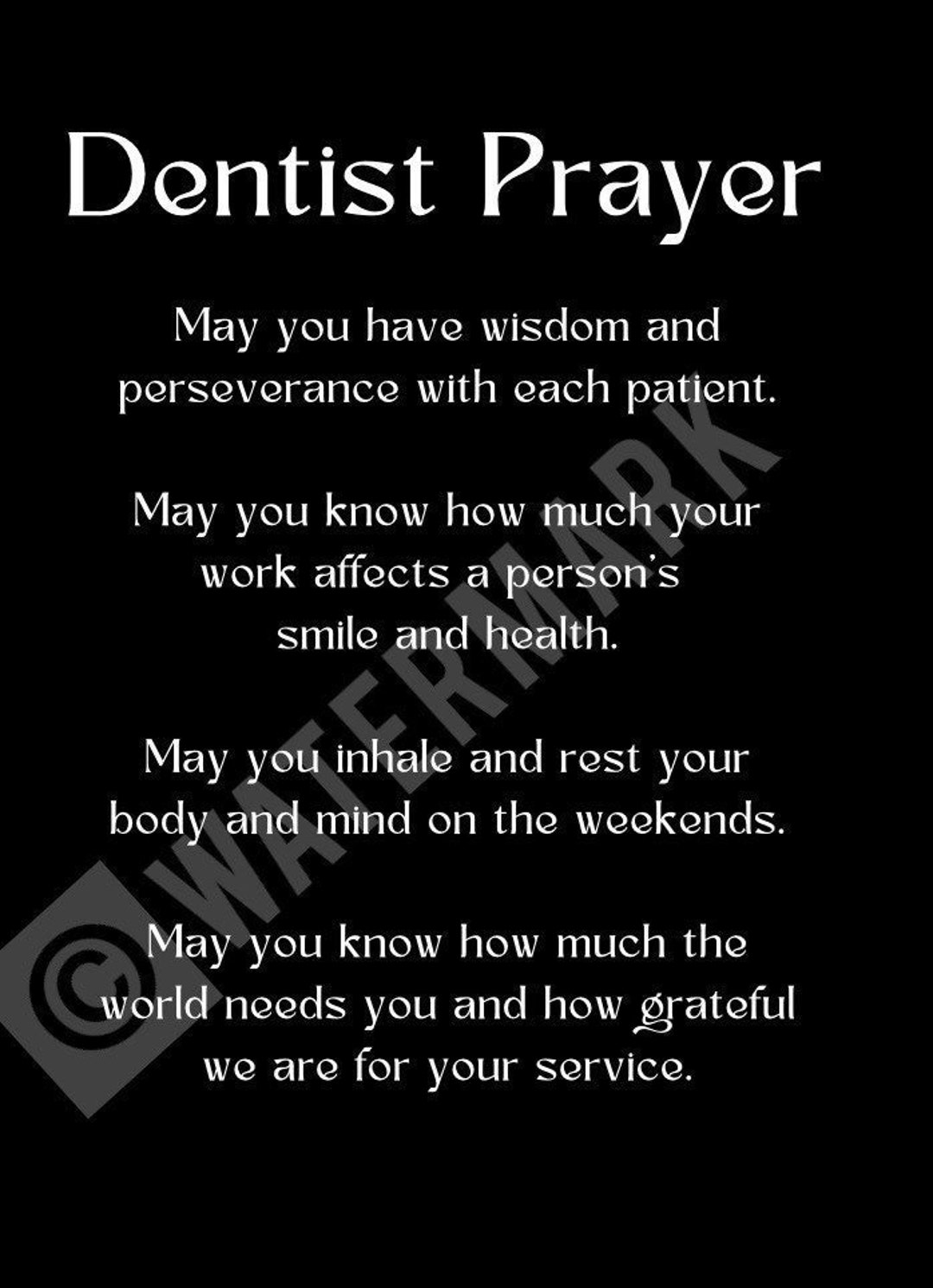 Dentist PRINT Gift Dentist Prayer Dentist Thank You Gift for Dentist