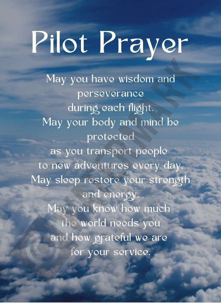 Pilot Prayer PRINT Pilot Blessing Pilot Gift Pilot Protection Prayer Pilot Print Pilot