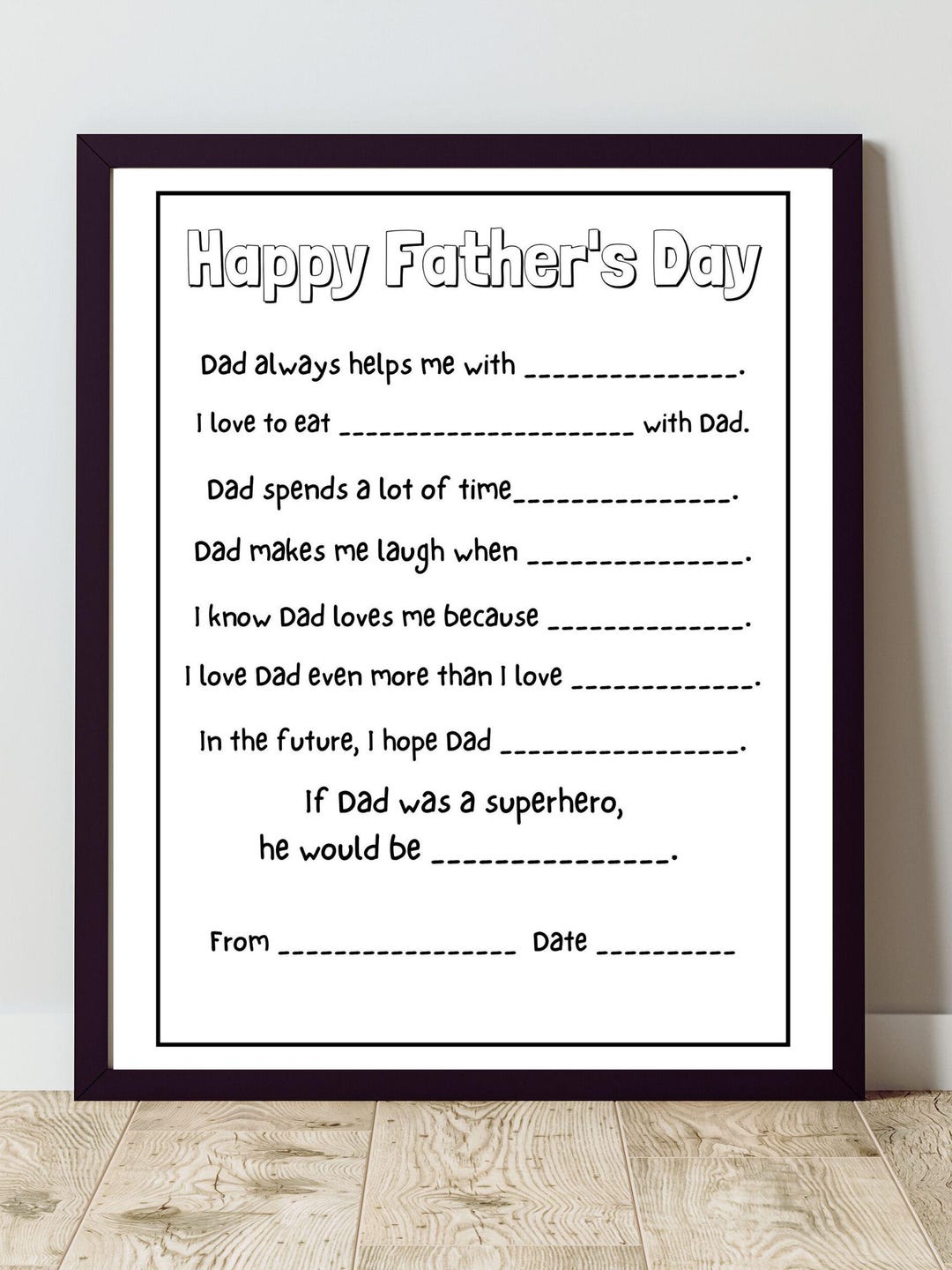 Father’s Day Printable Gift – All About My Dad Worksheet | Kids ...