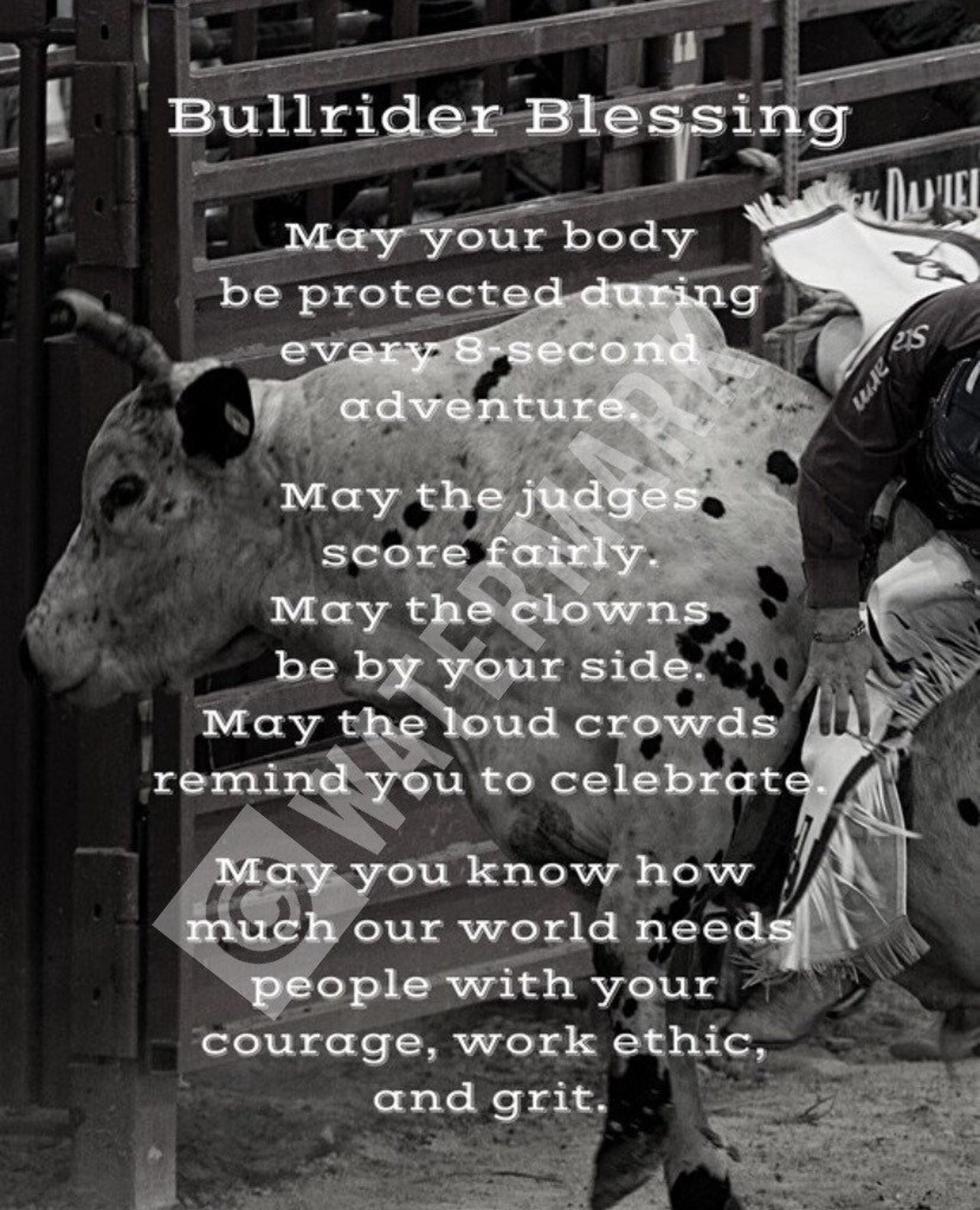 Bullrider Blessing Art Print – Cowboy Prayer Gift - 8 Seconds - PBR ...