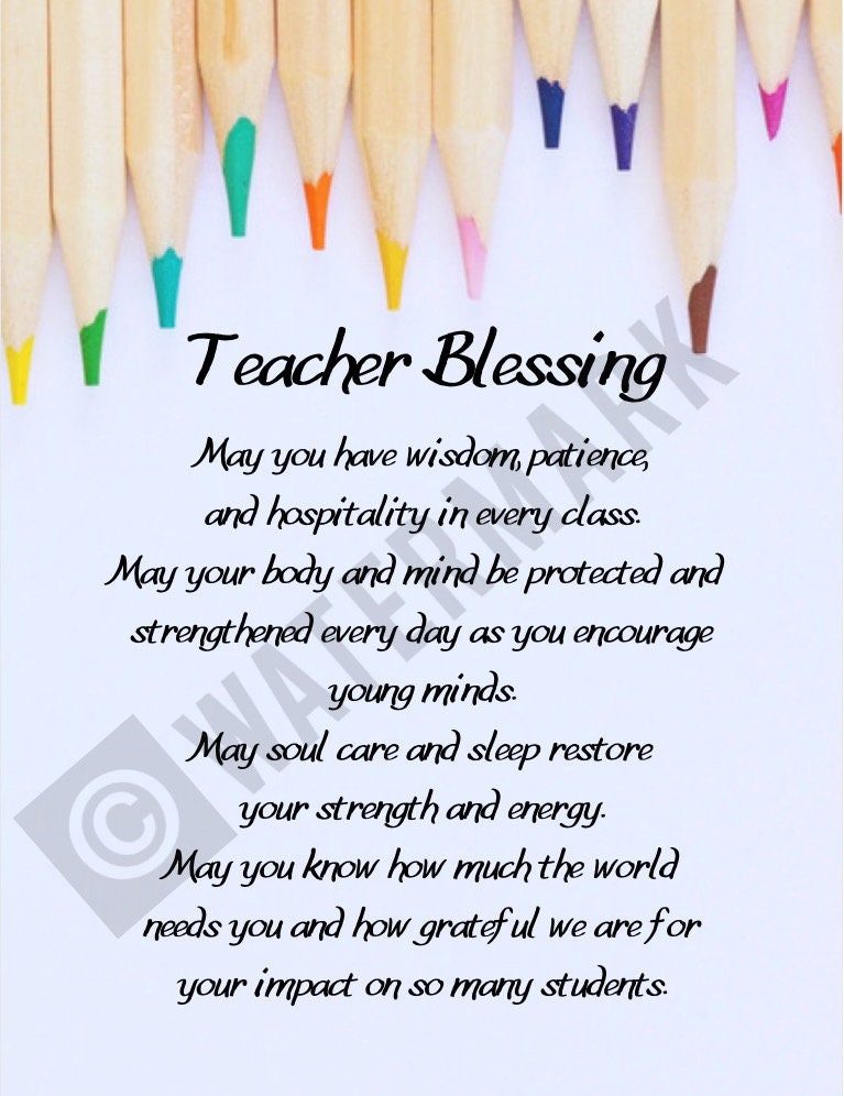 Back to School Teacher Gift PRINT Teacher Prayer Back to School Gift