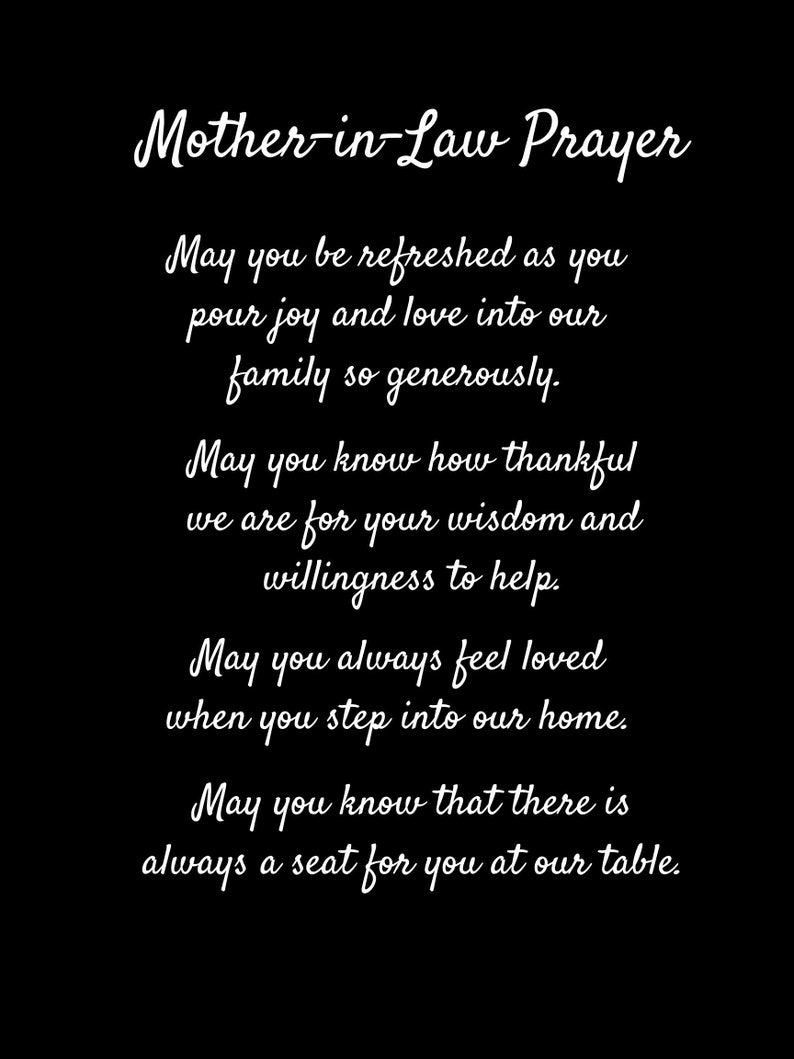 Motherinlaw Gift PRINTABLE Mother in Law Prayer Mother in Law Gift