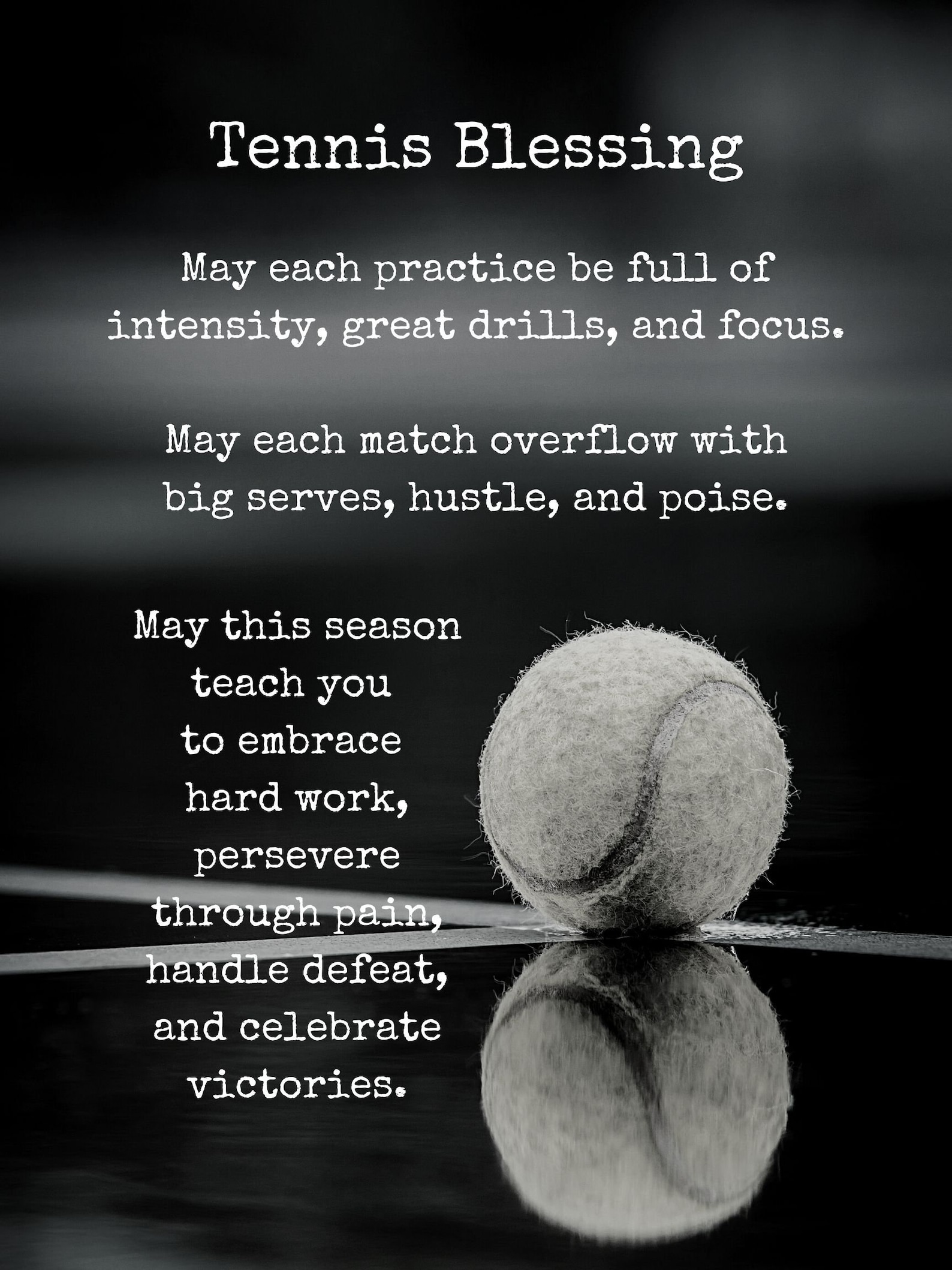 Tennis PRINTABLE Player Gift Idea Tennis Prayer Tennis Blessing Tennis