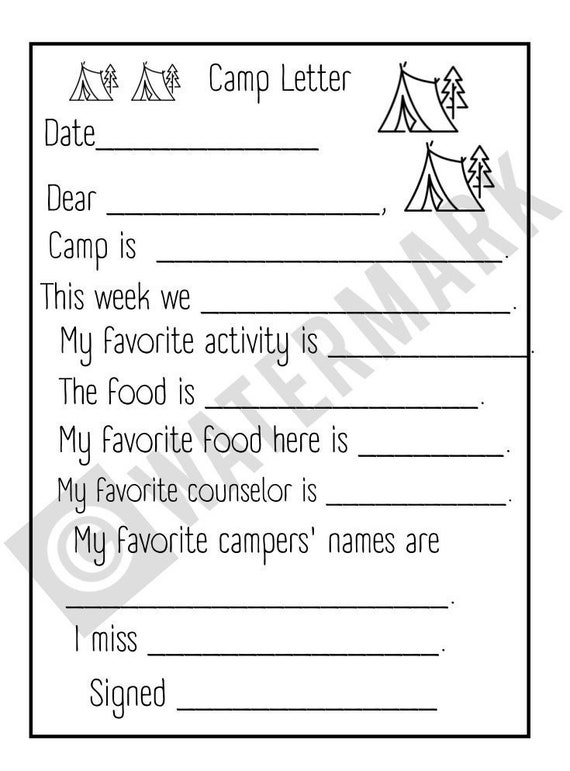 Summer Camp Letter Camp Letter Madlibs Camp Letter Etsy
