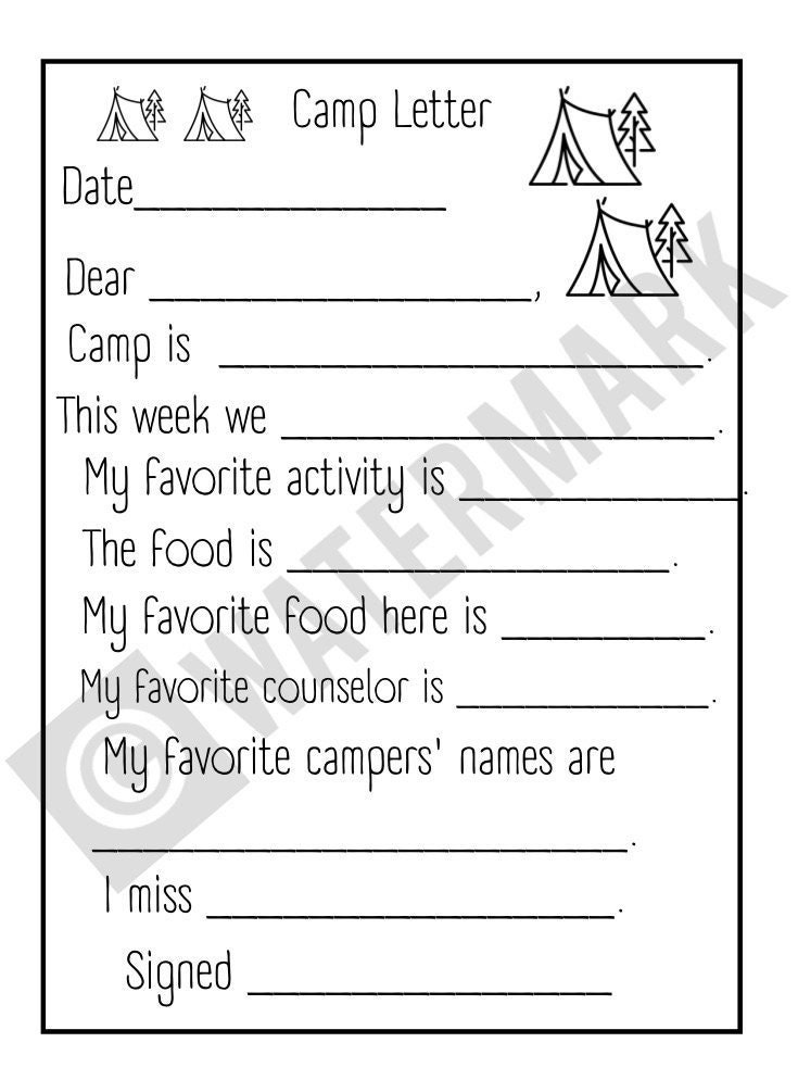 Summer Camp Letter Camp Letter Madlibs Camp Letter Template Camper Summer Camp Letter Camp Letter Madlibs Camp Letter Template Camper