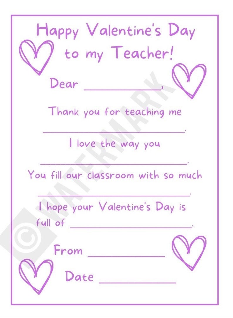 Personalized Valentine for Teachers - Instant Valentine for Teach ...