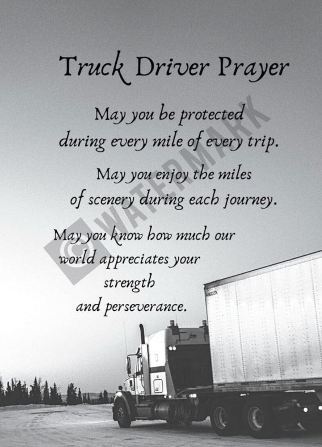 Truck Driver PRINT Prayer Truck Driver Gift Gifts for Him Long Haul