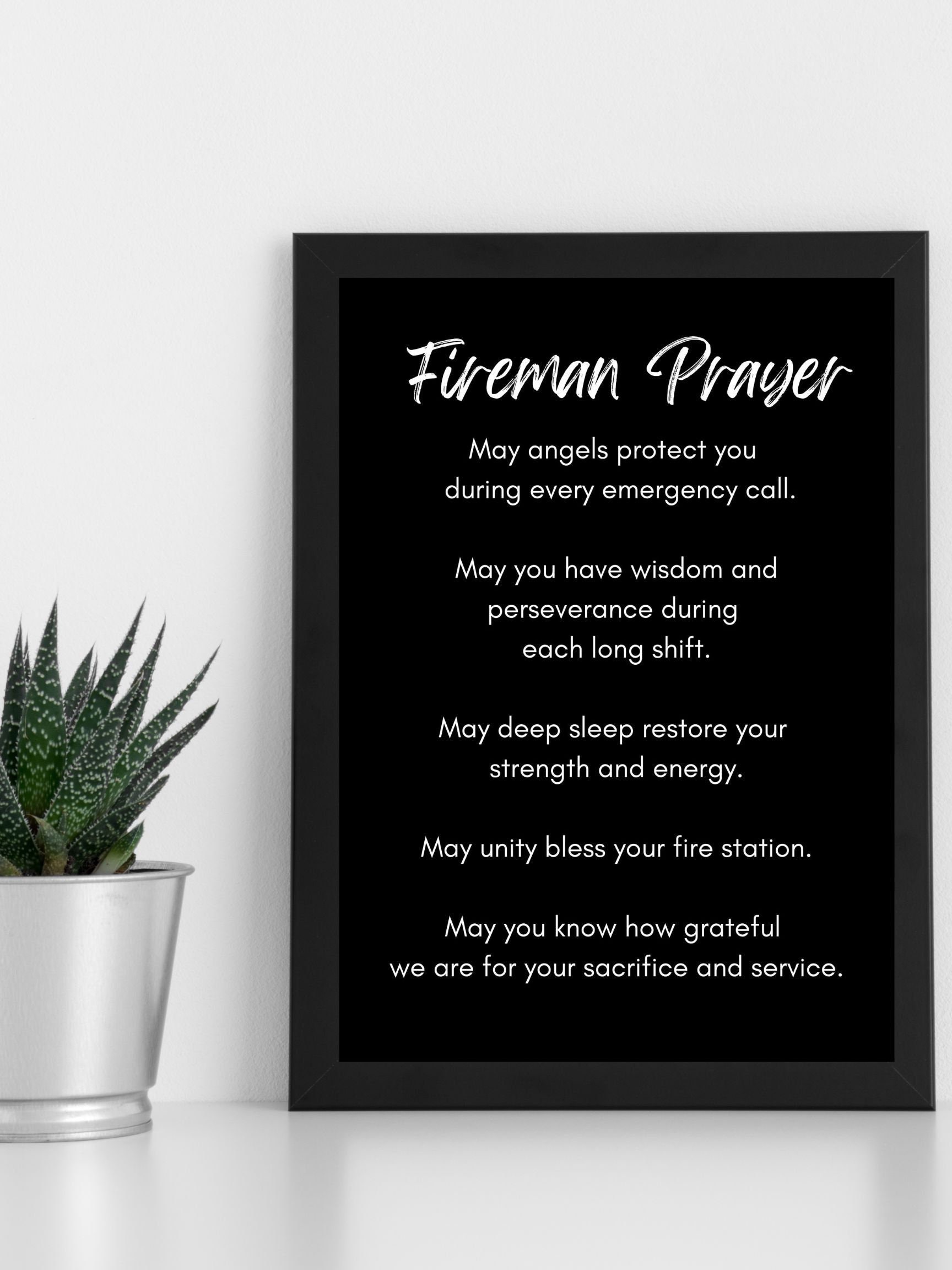 Fireman Prayer Printable – Firefighter Gift, Fire Station Art (PDF ...