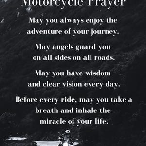 Motorcycle Riding Prayer Motorcycle Prayer PRINTABLE - Gift for Motorcycle Owner - Biker Prayer ...