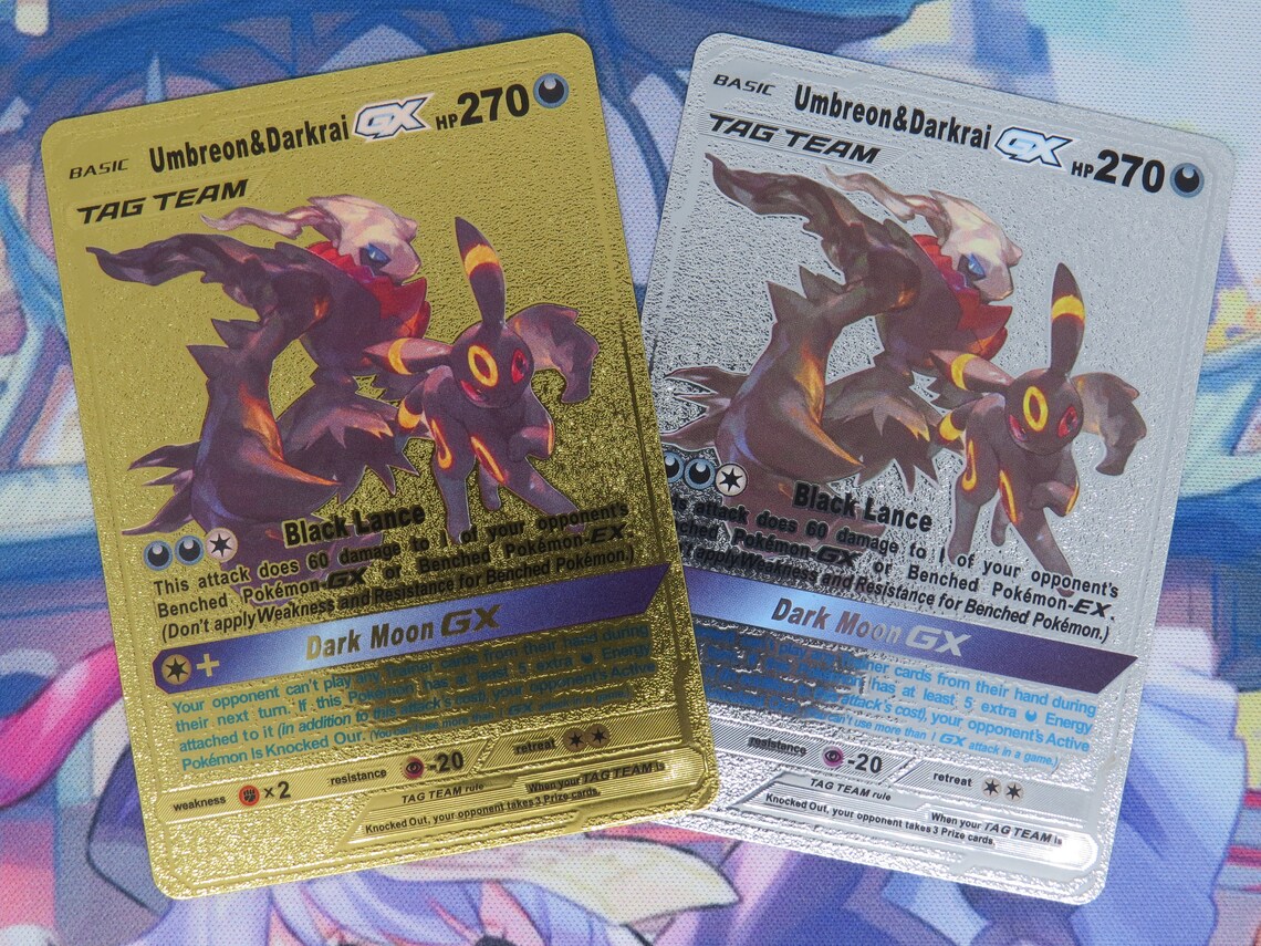 Umbreon Darkrai Gx Tag Team Custom Pokemon Metal Card Etsy