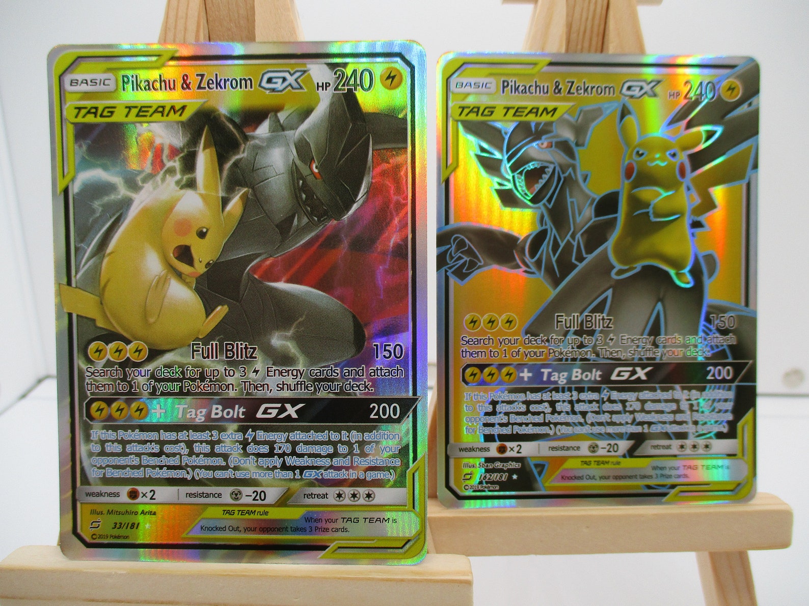 Pikachu & Zekrom Tag Team Gx Set 2 Cards Holographic Etsy