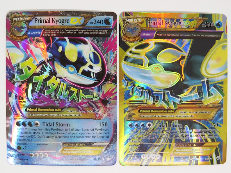 Mega Primal Kyogre Ex Set 2 Cards Rainbow Holographic | Etsy