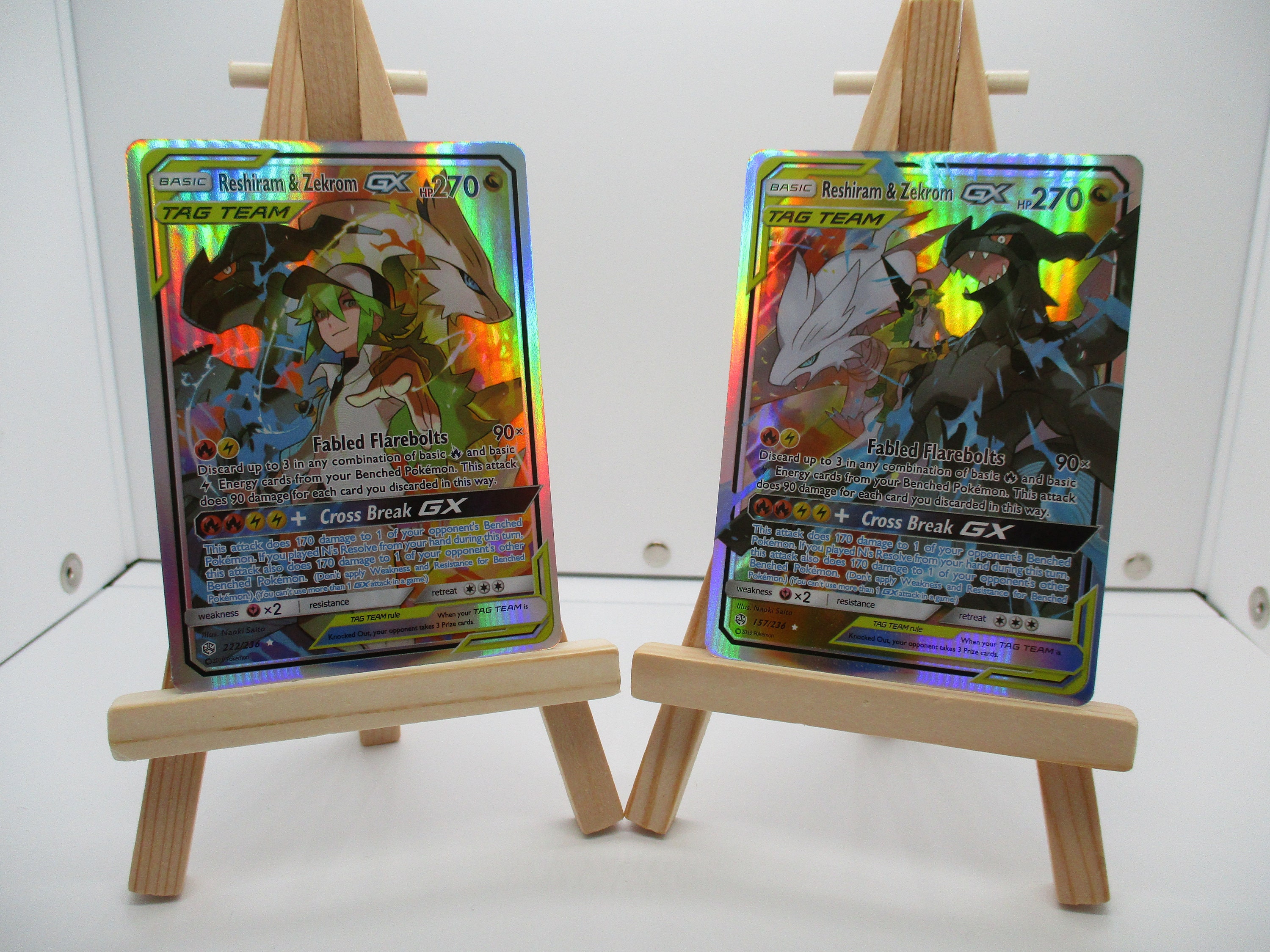 Reshiram & Zekrom Tag Team Gx Set 2 Cards Holographic Etsy