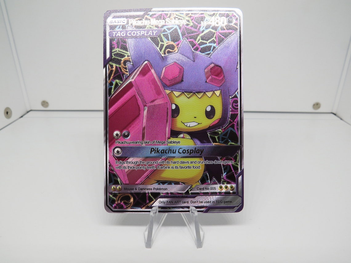 Custom Pokemon Card Cosplay Pikachu Mega Sableye Texture Etsy
