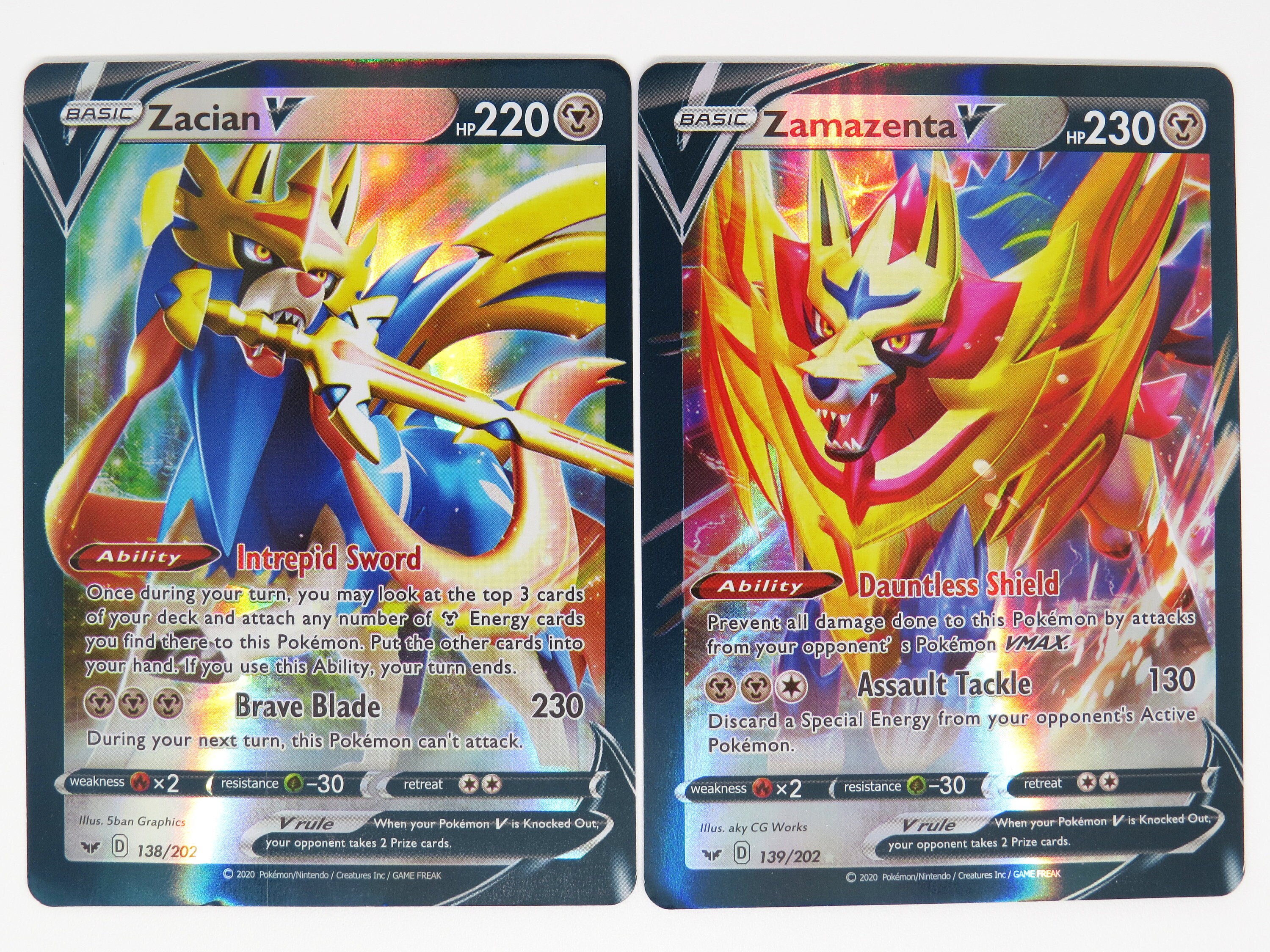 Zacian & Zamazenta V Set 2 Cards Fan Made Pokemon Full | Etsy
