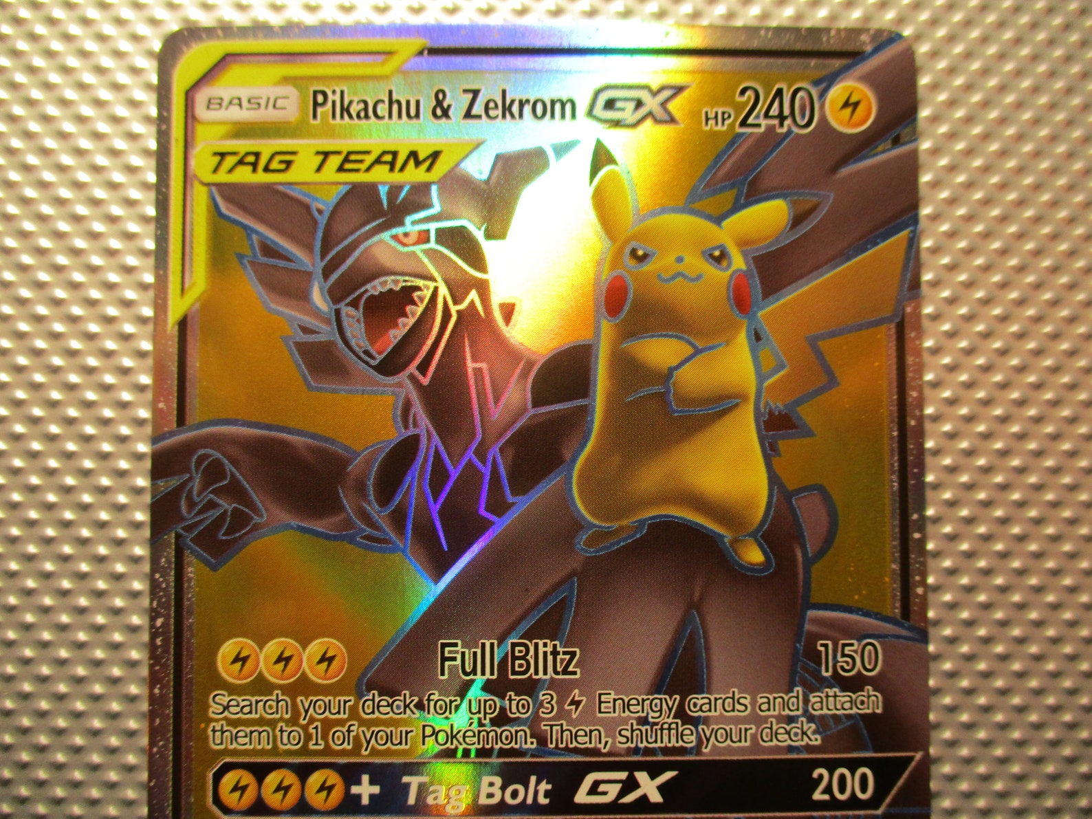 Pikachu & Zekrom Tag Team Gx 3 Cards Full Holo Full Art Etsy