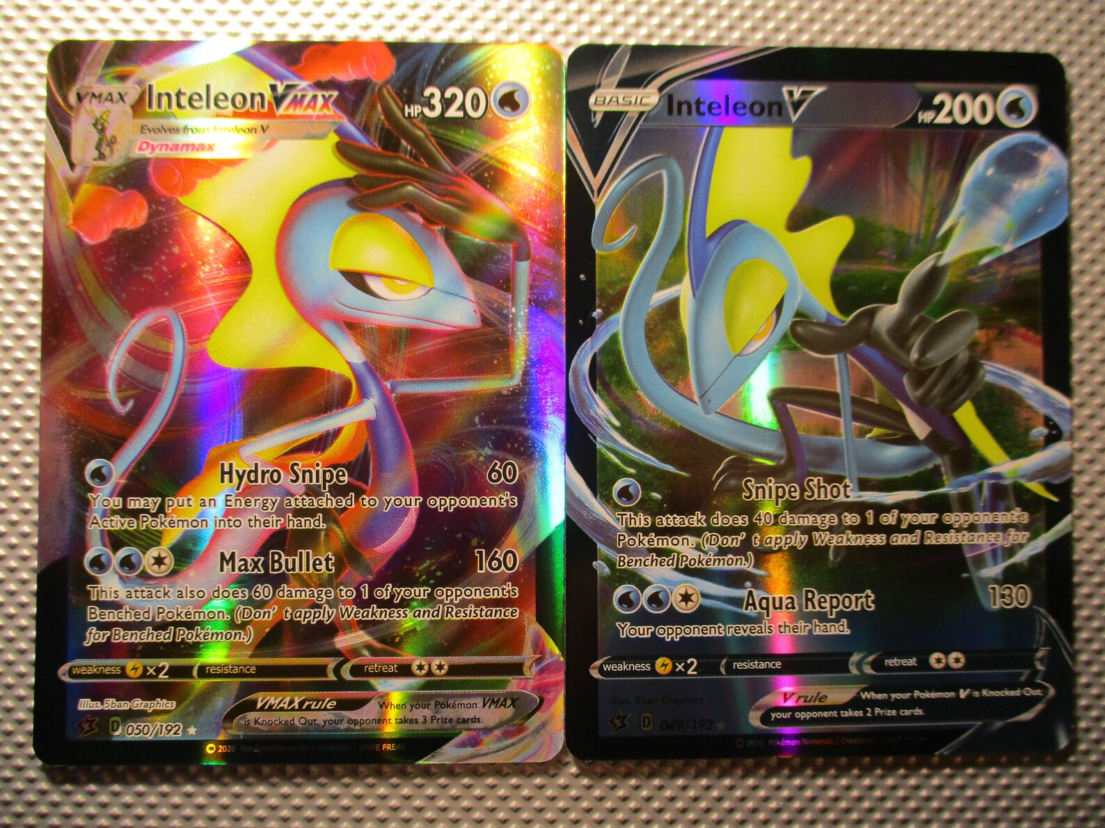 Inteleon Vmax V 2 Cards Holo Full Art Custom Pokemon Etsy