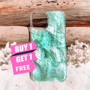 Aquamarine Natural Abalone Shell iPhone 15 Pro Tough Case, 15 Pro Max Tough Case, iPhone 12, iPhone 11 Pro, iPhone 11 Pro Max