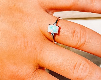 Fire Opal Ring | Silver Opal Ring | Dainty Opal Ring | Stirling Silver Ring | Opal Silver Ring | Opal Promise Ring | Opal Ring Size 6