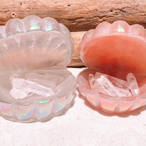 Carved Rainbow Fluorite Shells Carved Rainbow Fluorite Shells