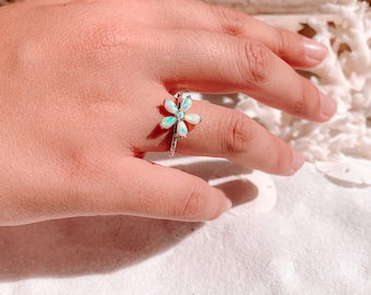 White Opal Ring | Opal Flower Ring | Dainty Flower Ring | Floral Ring | White Fire Opal | Nature Inspired Ring | Opal Ring | Nature Ring