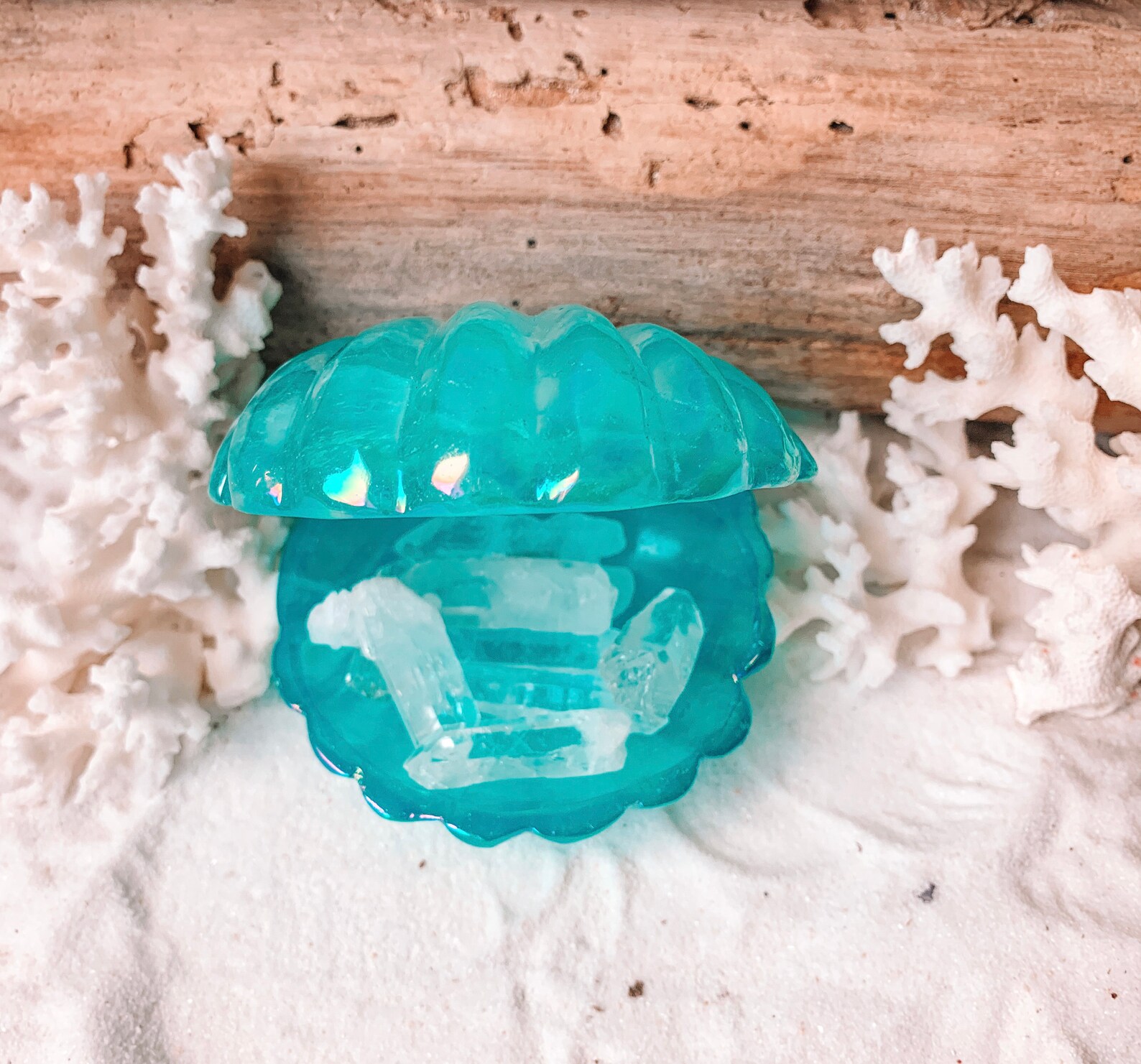 Blue Aura Quartz Clam Shell | Aqua Aura Quartz Seashell | Seashell ...