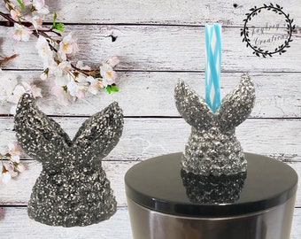 Mermaid Silver Glitter Tail Straw Topper
