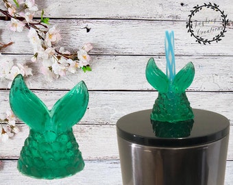 Aqua Green Mermaid Tail Straw Topper
