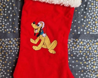 Calcetín navideño de Plutón bordado