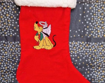 Calcetín navideño de Plutón bordado