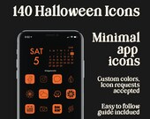 Minimal Halloween icons pack for iphone ios 14 app icons ~ Black and Orange Witchy Fall Autumn Aesthetic
